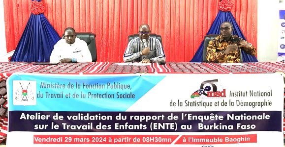 Enquête Nationale sur le Travail des Enfants au Burkina Faso : environ 32 enfants sur 100, sont impliqués dans des formes de travail dangereuses